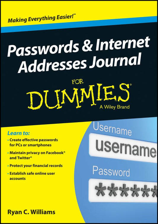 Passwords and Internet Addresses Journal For Dummies